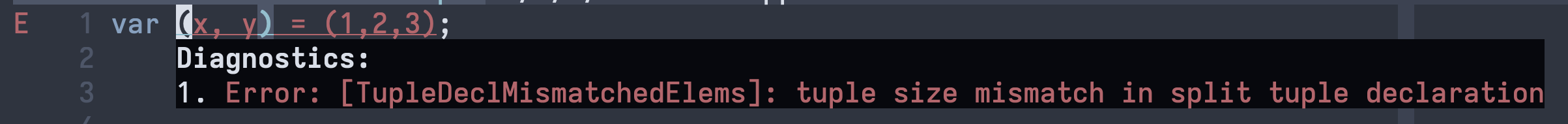 Dyno reporting 'tuple split mismatch' in Neovim