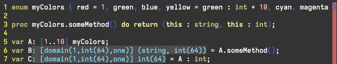 Dyno displaying inferred type information for various promoted calls