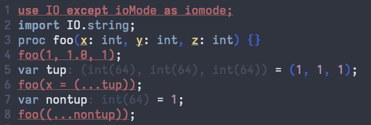 Error message before; entire lines of code are highlighted