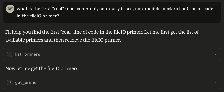 Claude accessing the fileIO primer
