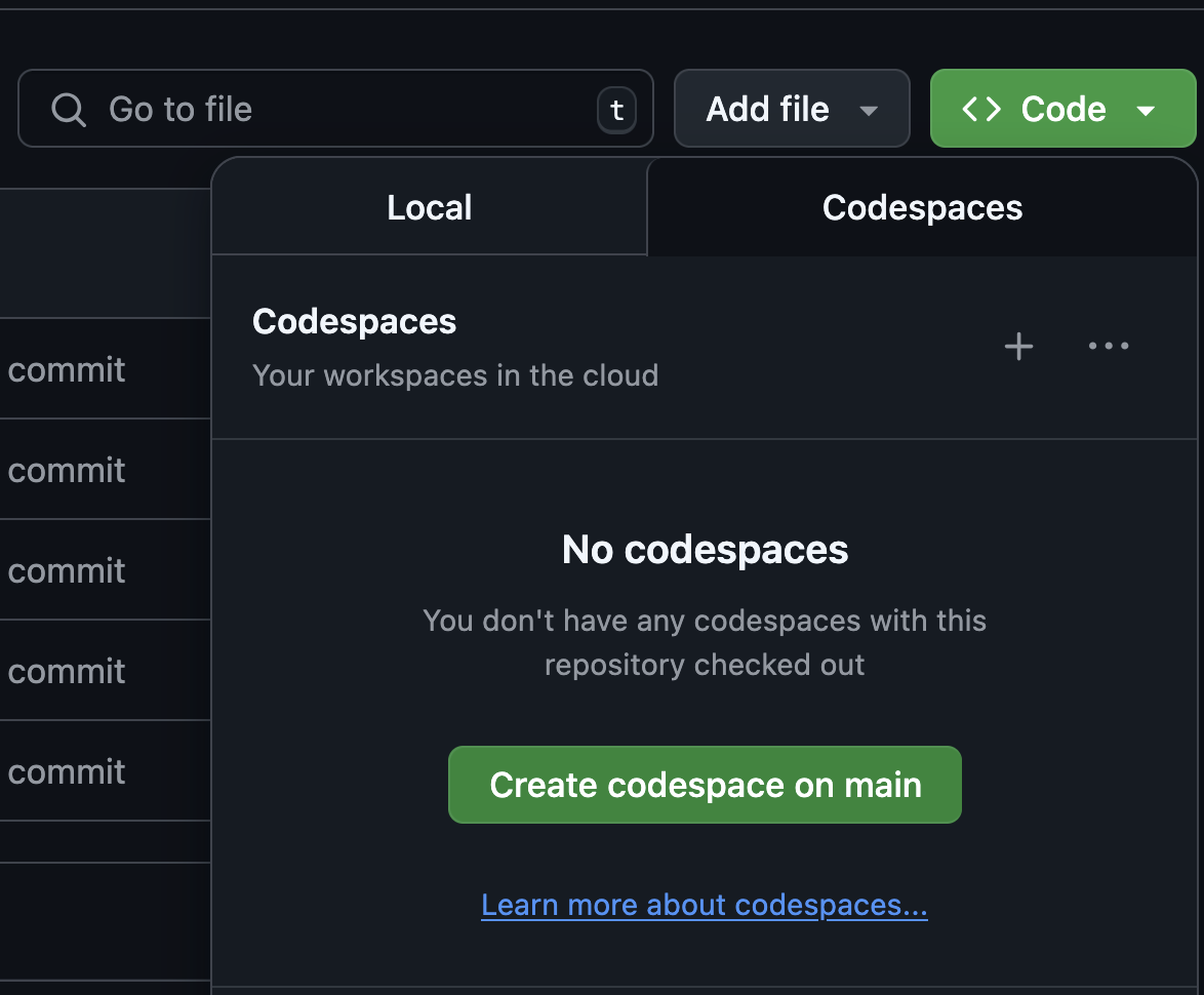Screenshot of creating a Codespace for Chapel development
